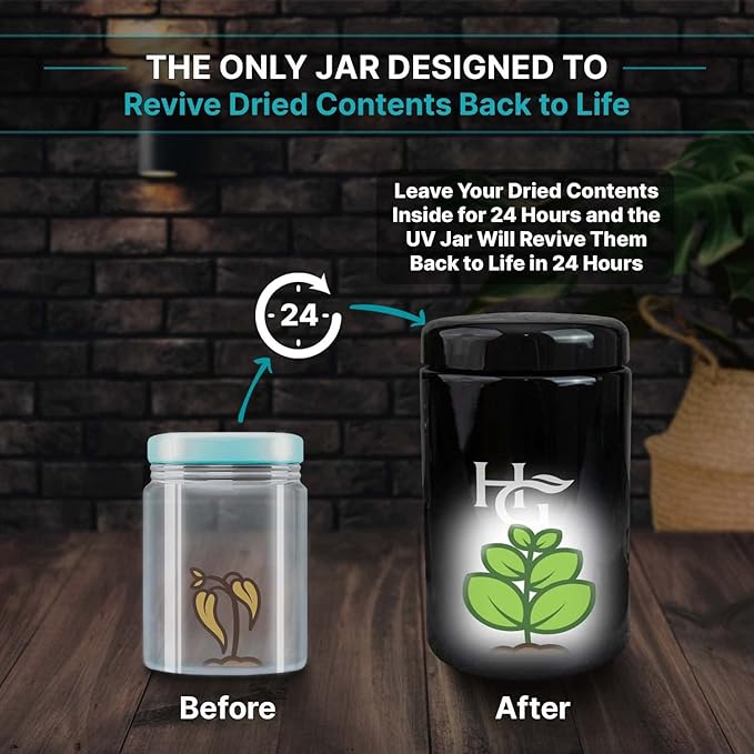 Herb Guard - 2 Oz Airtight Ultraviolet Jar (1 Liter) Keeps Herbs Fresh for Months
