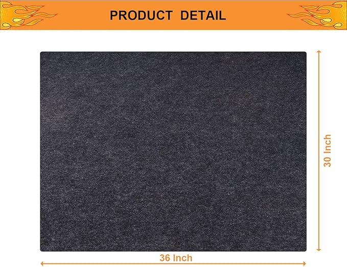 Under Grill Mat,Premium Grill Mat for Deck,Absorbent Oil Pad Protector for Decks and Patios,Waterproof,BBQ Mat for Under BBQ,36x60 Inch…
