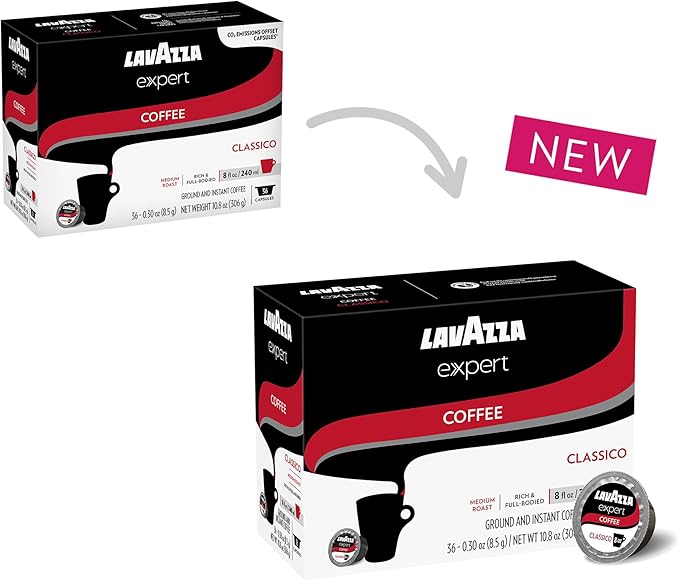 Lavazza Expert Classico Coffee Capsules, Medium Roast, Arabica and Robusta Blend, Compatible with Lavazza Classy Plus Machine (36 Capsules)