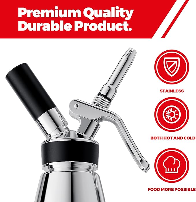OSJCOOK Whipped CreamDispenser Stainless Steel & Aluminum (Single layer, 500ml)