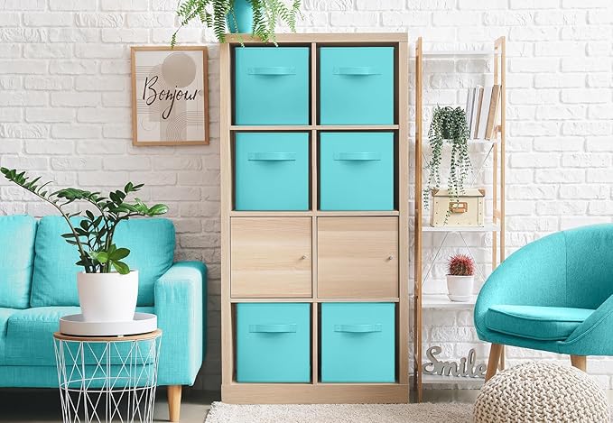 Sorbus Fabric Storage Cubes - 6 Foldable Storage Bins for Organizing Pantry, Cubbies, Toy Box - Clothes Storage & Closet Organizer - 13 Inch Collapsible Cube Baskets for Shelves with Handle
