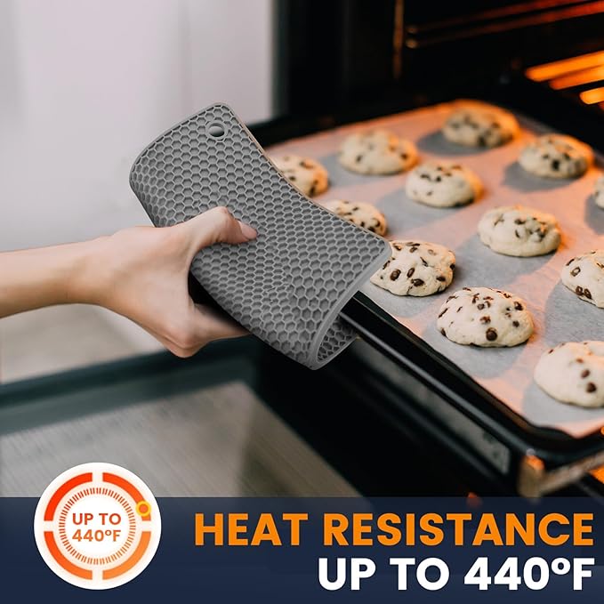 Silicone Trivet Mats 4 Heat Resistant Pot Holders Multipurpose Non-Slip Hot Pads for Kitchen Potholders, Drying mat, Jar Opener, Spoon Holder, Coaster.(Grey)