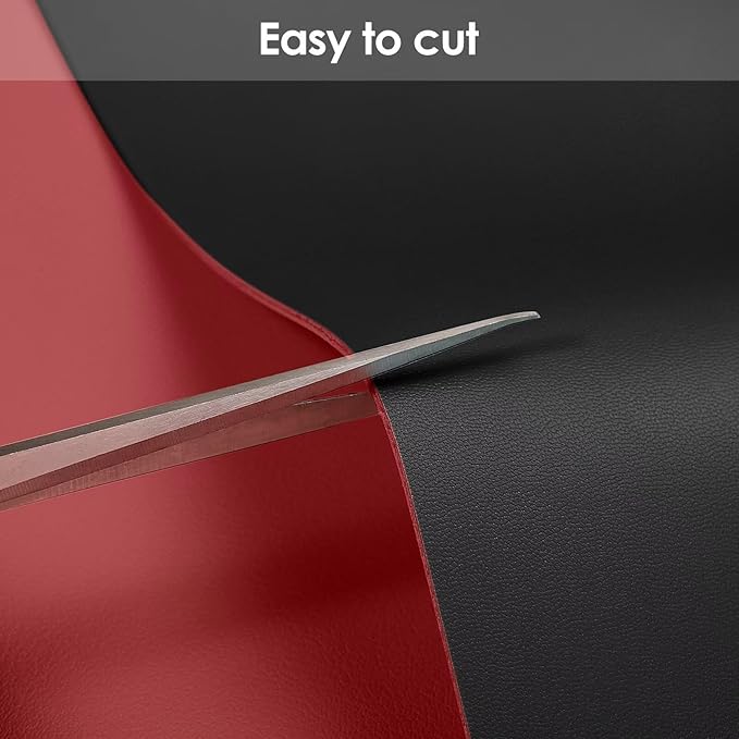 Leather Table Cover,1.8mm Thick,42x90 Inch Table Protector,Table Protector for Dining Room Table,Dining Table Cover,Table Sticker Cover.(Black+Wine Red,42x90)