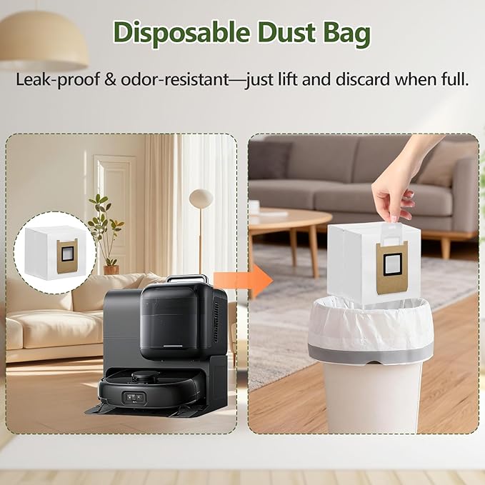 10 Pack Dust Bags Compatible with Eufy E28 Omni/E25 Omni Robot Vacuum, Heavy-Duty 4-Layer Replcement Bags, 3L Large Capacity Disposable Bag