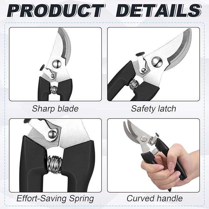 Chumia 30 Garden Flower Shears Pruning Scissors Heavy Duty Plant Scissors Trimming Garden Clippers Hand Tree Pruner for Yard Gardening Plants Hedge Flower Tree Cutting Secateurs (Black)