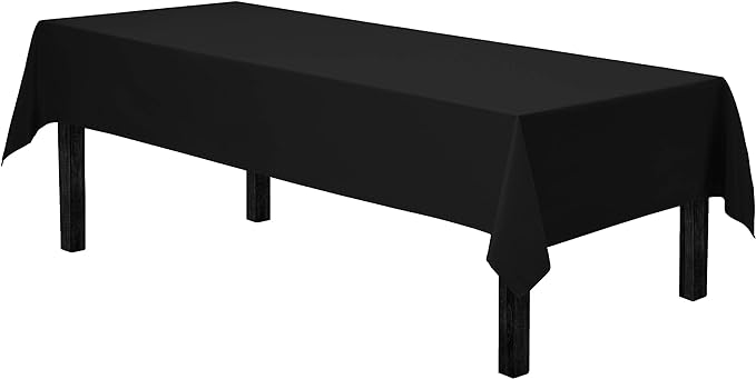 Gee Di Moda Rectangle Tablecloth - 60 x 84 Inch Black Table Cloth for 5 Foot Rectangle Table - Heavy Duty Washable Fabric - for 5 Ft Buffet Table, Holiday Party, Dinner, Wedding & Baby Shower