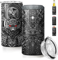 SANDJEST Wolf Tumbler Raven Viking 4 in 1 12oz Tumbler Can Cooler Coozie Skinny Stainless Steel Tumbler Gift for Men Dad Son Father Husband Christmas Birthday