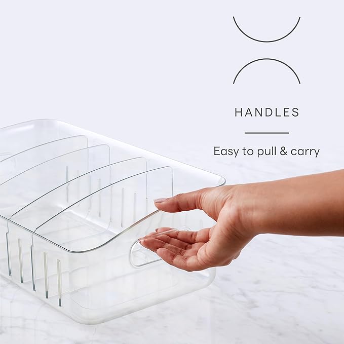 YouCopia FreezeUp Freezer Bin 15", BPA-Free Clear Fridge Organizer with Adjustable Dividers and Handles for Frozen Food and Leftovers