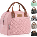 HOMESPON Lunch Bag for Woman Man Adults with Front Pocket Insulated Lunch Tote Lunch Box Container for Work Picnic or Travel(Pink)