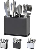 Silverware Organizer,Kitchen Utensil Holder For Counter,Stainless Steel Caddy,4 Compartments Organizer, Capacity Flatware Spoon Fork Tool Cutlery Holder(Grey)