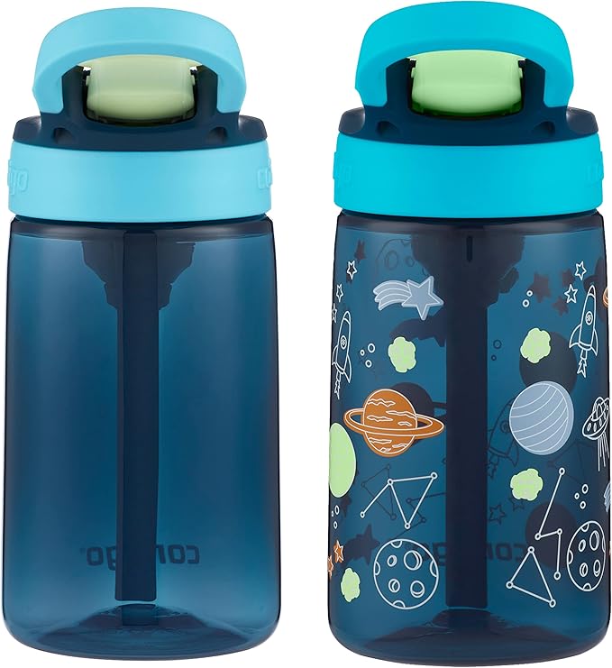 Contigo Aubrey Kids Dinos & Sharks Cleanable Water Bottle with Silicone Straw Spill-Proof Lid Dishwasher Safe 14oz 2-Pack (Pack of 4)