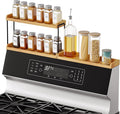 SpaceAid 30" Wide Kitchen Shelf Organizer for Stove, Magnetic Bamboo Spices Shelf for Home Stove Kitchen Storage Organization (Fit for Flat Top Only, 2-Tier)
