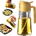 TrendPlain 16oz/470ml Glass Olive Oil Sprayer for Cooking – 2 in 1 Olive Oil Dispenser Bottle for Kitchen Gadgets and Air Fryer Accessories, Salad, BBQ - Yellow