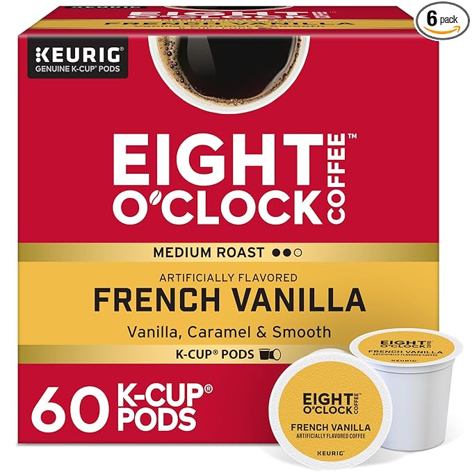 Eight O'Clock Coffee French Vanilla, Single-Serve Coffee K-Cup Pods, Medium Roast, 60 Count