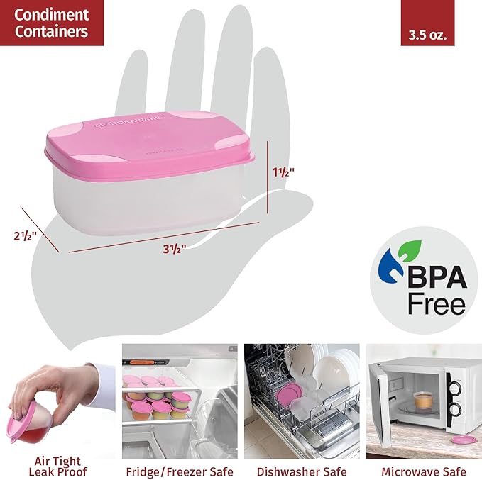 Reusable Airtight Food Containers 3 oz 8 pack. for Snacks, Baby/Toddler Food/Puree, Condiments, Picnics Food Prep, Lunch, Plastic Food Storage Containers–Dishwasher, Microwave, Freezer Safe BPA free