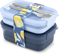 Ello 2-Pack Lunch Stack Plastic Food Storage Container Bento Box with Airtight, Leak-Proof Locking Plastic Lids and Silicone Base, BPA-Free, Freezer, Microwave, and Dishwasher Safe