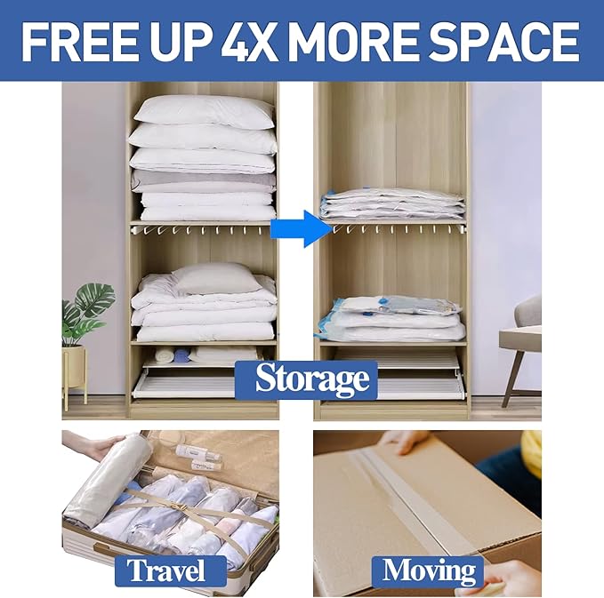 8 Pack XXL Jumbo Vacuum Storage Bags, Extra Jumbo Space Saver Bags Compression for Comforters, Bedding and Blankets, Extra Large Vacuum Sealed Bags for Huge Stuffed Toy (47x35 in)