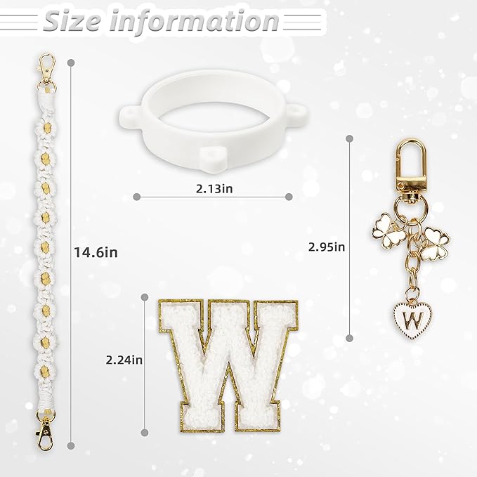 Cute Letter Charm Set Compatible with Owala Water Bottle 24 oz, 32 oz, 40 oz, Owala Kids, Owala Coffee Tumbler, Owala FreeSip – Includes Handle Strap, for Owala Accessories & Stanley Cup Accessories
