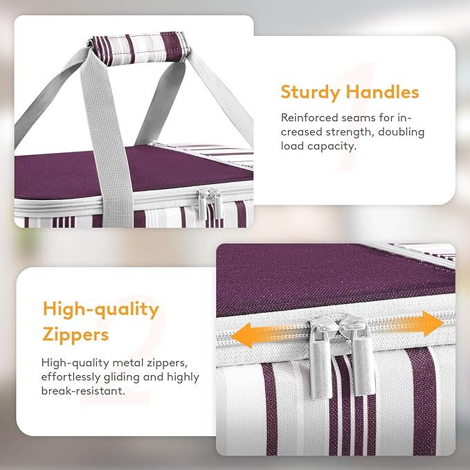 LUNCIA Double Decker Insulated Casserole Carrier for Hot or Cold Food, Lasagna Lugger Tote for Potluck Parties/Picnic/Cookouts, Fits 9"×13" Baking Dish, Purple