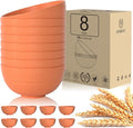 Homienly Wheat Straw Bowls Set, Unbreakable & Lightweight Microwave Safe Bowls for Soup, Cereal, Salad, 8-Piece Vibrant Soup Bowls for Kitchen, Family, Party, Picnic, Dishwasher Safe, 26 OZ(Orange)