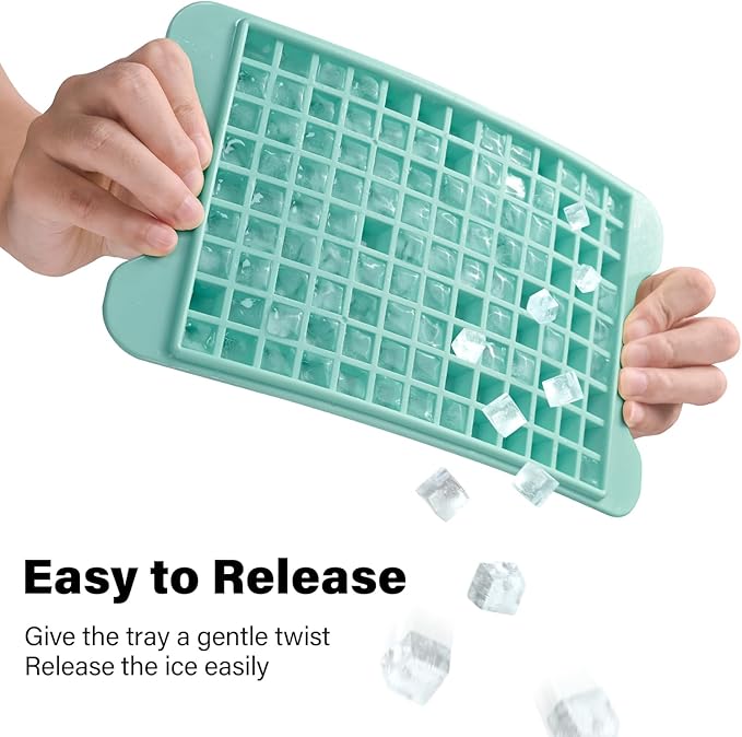 Mini Ice Cube Tray for Freezer: FDDBI Small Ice Trays for Freezer with Bin - 117×4PCS Easy Release Nugget Ice Tray - Crushed Ice Tray with Container