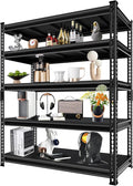 Adjustable Shelving Units and Storage, 48”W Garage Shelving Heavy Duty,2500LBS Loads 5-Tier Garage Storage Shelves, Metal Shelves for Living Room,Pantry,48”W×18”D×78”W,Black