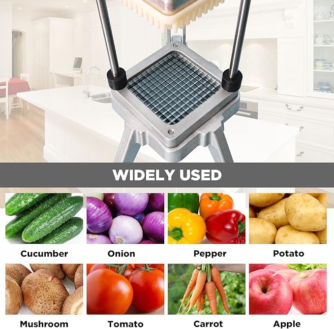 Commercial Vegetable Fruit Chopper, Professional Potato Slicer, Manual Veggie Chopper Cutter Machine, French Fry Cutter Kitchen,Stainless Steel Blades with 3 Replacement (1/4"+3/8"+1/2" Blades)