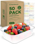 Prep Naturals 25 oz Meal Prep Containers - BPA-Free Food Storage Containers with Lids - Microwave & Freezer Safe Soup Bowls with Lids - Dishwasher Safe Meal Prep Bowls - Pack of 50, Clear