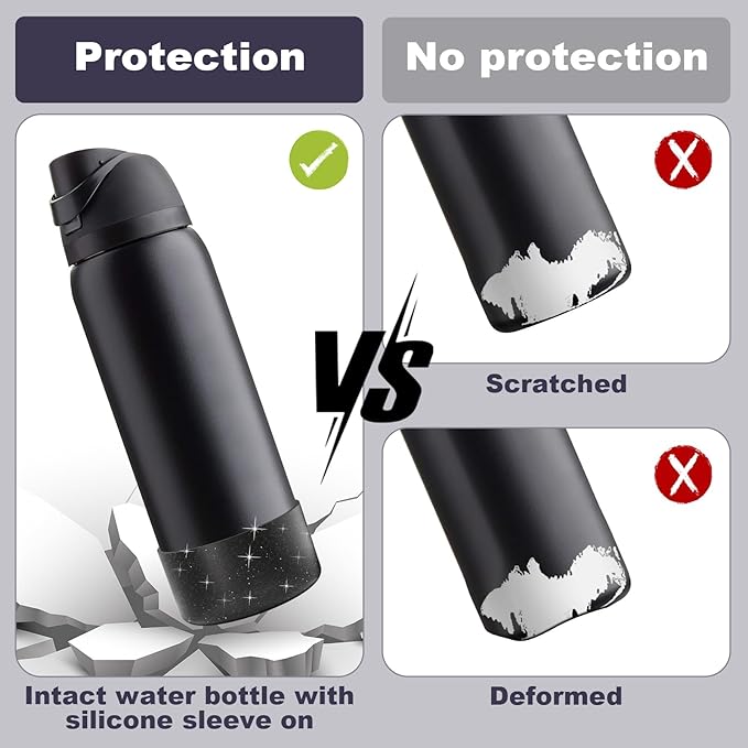 2 PCS Glitter Silicone Boot for Owala Water Bottle, Anti-Slip Protective Sleeve for FreeSip/Twist/Flip Stainless Steel Water Bottles Accessories