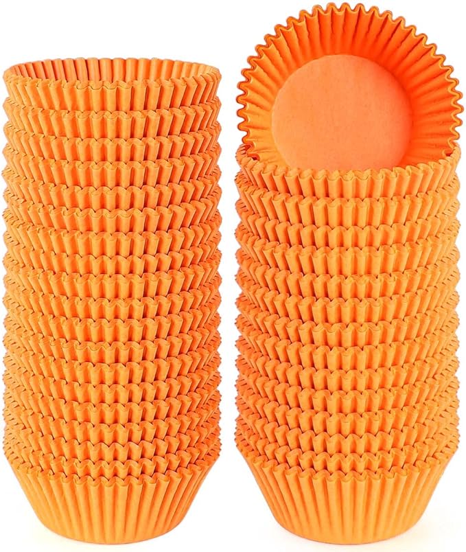 Caperci Standard Orange Cupcake Muffin Liners 500-Count, No Smell, Food Grade & Grease-Proof Paper Baking Cups (Orange)
