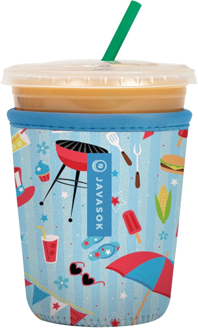 Sok It JavaSok Iced Coffee & Cold Soda Insulated Neoprene Cup Sleeve (Grill N' Chill, Small: 16-20oz)