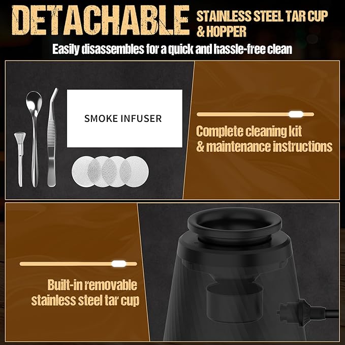 Smoking Gun Pro – Patented Pump System, Effectively Prevents Tar Clogging, Dense Smoke Infuser for Cocktails, Meat & Cheese, Type-C/Battery, Ideal Gift for Men & Home Chefs (Butane not included)