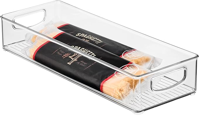 iDesign Slim Extra Long Clear Storage Bin, Narrow Stackable Organizer for Kitchen or Pantry