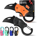 2 Pack Small Pocket Knife Gifts for Men & Women, Folding Box Cutter, Birthday & Christmas Stocking Stuffers Gifts Idea for Wife Husband Dad Mom (Black & Orange)