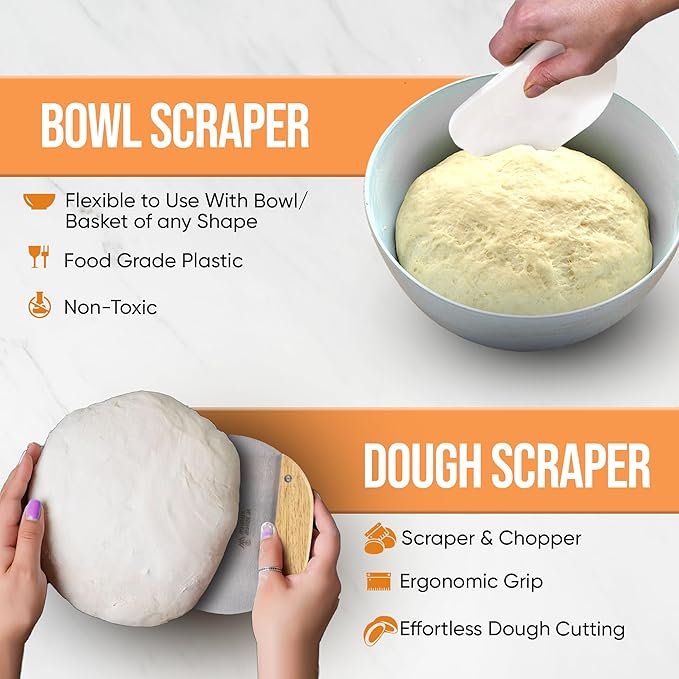 Banneton Bread Proofing Basket - Sourdough Bread Baking Supplies – Sourdough Starter Kit – Sourdough Proofing Basket Gift for Bakers - Round Bread Basket (9 Inch)