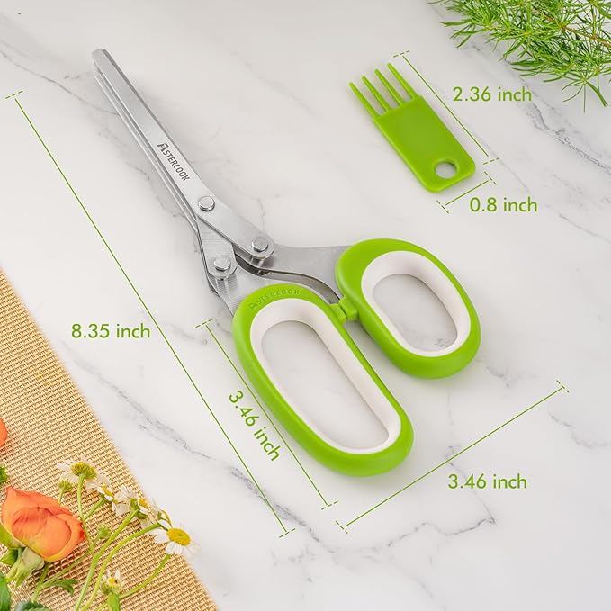 Updated Herb Scissors Set Doesn't Get Stuck Easily Herb, Herb Scissors With 3 Blades Cleaning Comb for Cutting Garden Herbs, Cilantro, Green Onion, etc. Sharp and Anti-rust Stainless Steel-2 PACK