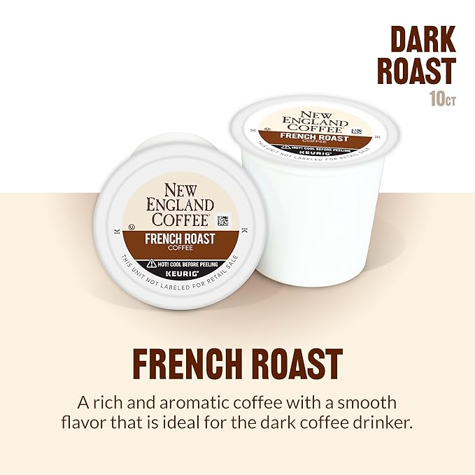 New England Coffee French Roast Dark Roast Single Serve Pods, 10ct Box (Pack of 1)