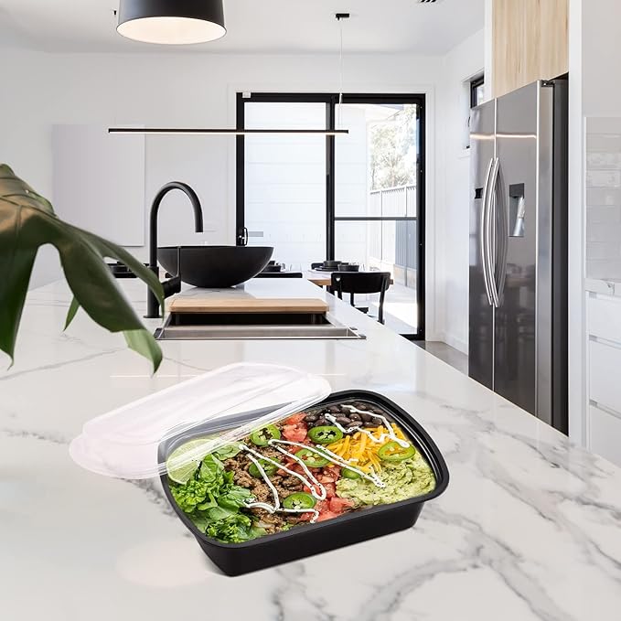 38oz Meal Prep Containers, Extra Large &Thick Food Storage Containers with Lids, Reusable Plastic,Disposable Bento Box,Stackable,Microwave/Freezer/Dishwasher Safe, BPA Free (30Pack)