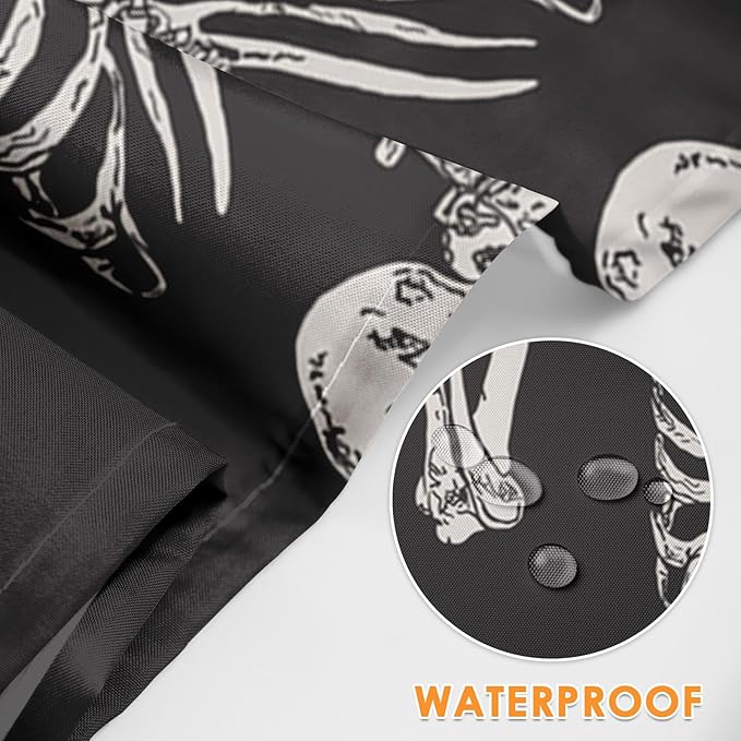 Britimes Skeleton Rock Skull Halloween Apron Home Kitchen Cooking Baking Gardening for Women Men with Pockets 32x28 inch