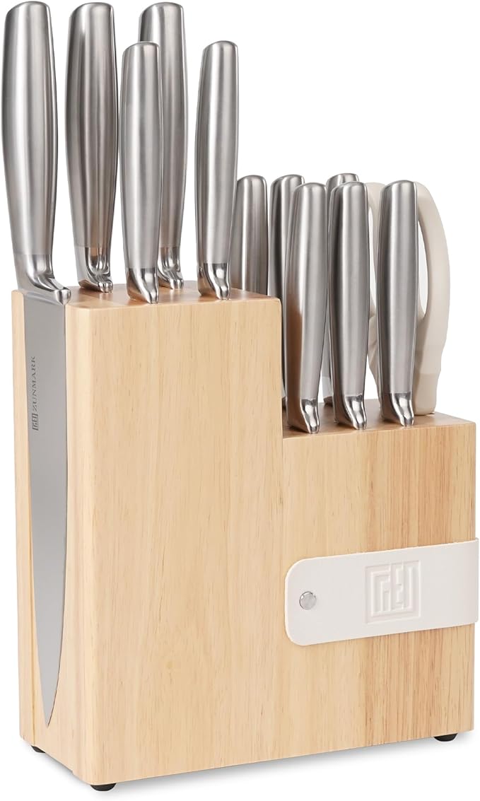 Professional 13 Piece Knife Block Set with Magnetic, Sharp Chef Knife Set, Ideal for Home and Restaurants, Silver
