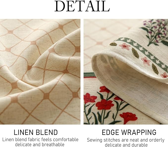 ISAENNE Designer Vintage Linen Floral Extra Long Rectangle Tablecloth,Fall Colorful Modern Table Cloth,Anti-Wrinkle Decor Tablecloths for Dining Thanksgiving Kitchen Christmas,63"*110"-Bertina E