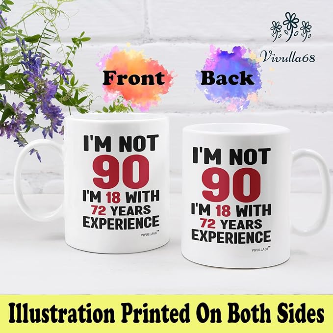 Vivulla68 90th Birthday Gifts For Women Men, 90 Year Old Birthday Gifts For Women, 90th Birthday Gift Ideas, Gifts For 90 Year Old Woman Man, 90 Yr Old Birthday, 90th Birthday Cups For Grandma Grandpa