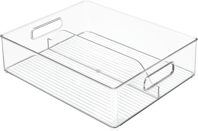 iDesign Divided Pantry Bin with Handles for Pantry, Refrigerator, or Freezer - Set of 6 - Clear