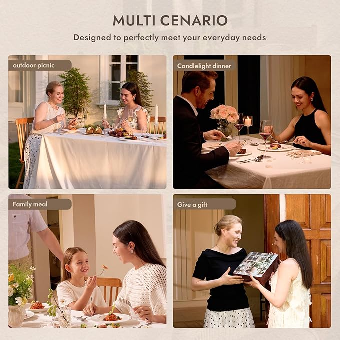 KINGSTONE Silverware Set, 60-Piece 18/10 Stainless Steel Brushed Handle Flatware Cutlery Set, for Kitchen, Home, Party, Wedding Gift, Rust Resistant and Dishwasher Safe