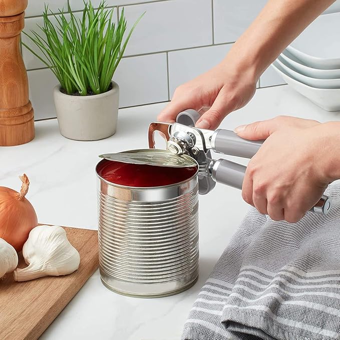 KitchenAid Classic Multifunction Can Opener and Bottle Opener Easy to Use, Razor Sharp Stainless Steel Cutting Wheel, Soft Ergonomic Handles, Gray