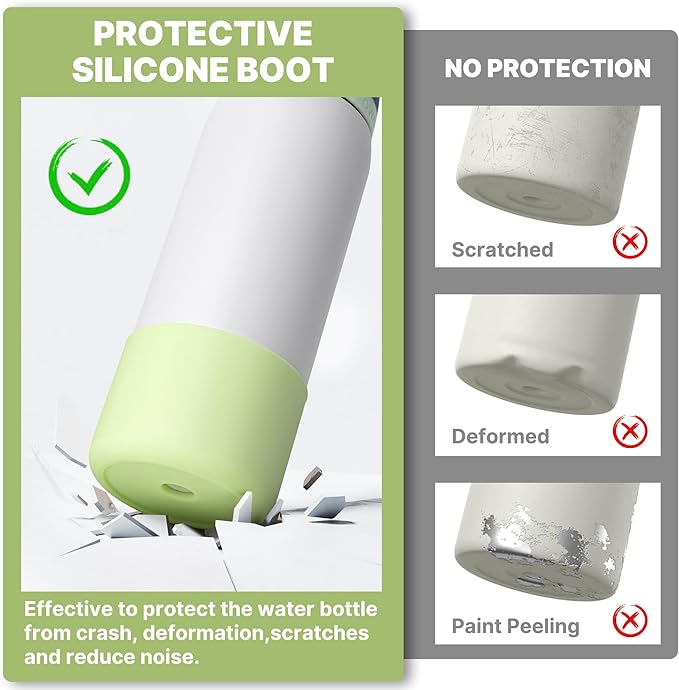 Silicone Boot for 40 oz Owala Water Bottles, Anti-Slip Protective Sleeve for Owala Twist & FreeSip & Flip Insulated Water Bottle, Boot Bottom Base (Green)