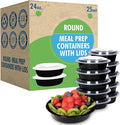 Meal Prep Container Reusable with Lids [25 Set- 24oz] Round Ideal-Food Prep Containers, Food Storage Bento Box | Stackable | Microwave | Dishwasher | Freezer Safe.