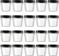 Novelinks 4 oz Clear Plastic Jars with Black Lids – Small Round Reusable Containers for Food, Spices, Crafts, Travel – BPA-Free Storage Jars for Kitchen & Household Organization, 20 Pack