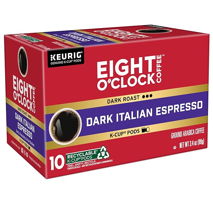 Eight O'Clock Coffee Dark Italian Roast Keurig Single-Serve K-Cup Pods, Dark Roast Coffee, 60 Count