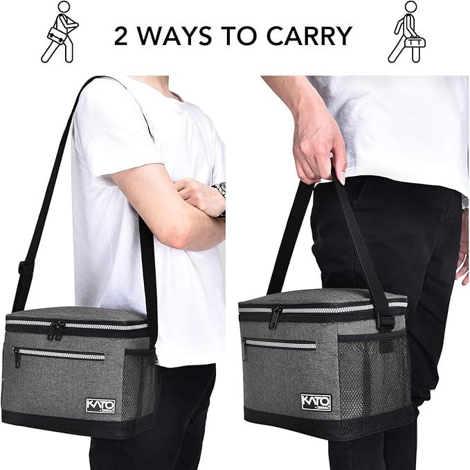 Tirrinia Insulated Lunch Box for Men/Women, Leakproof Lunch Bag for School Work, Large Lunch Tote Kids Boys Girls Student Back to School, Soft Cooler Office Picnic Beach Camping for Adults,Dark Grey